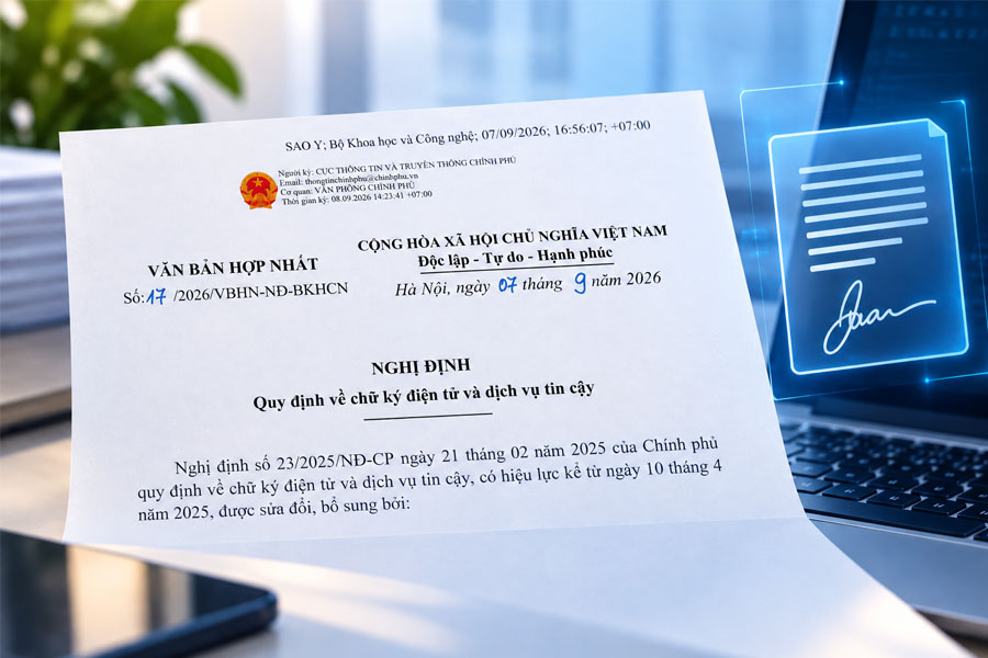 Văn bản hợp nhất 17/2026/VBHN-NĐ-BKHCN về chữ ký điện tử: Những quy định cần biết